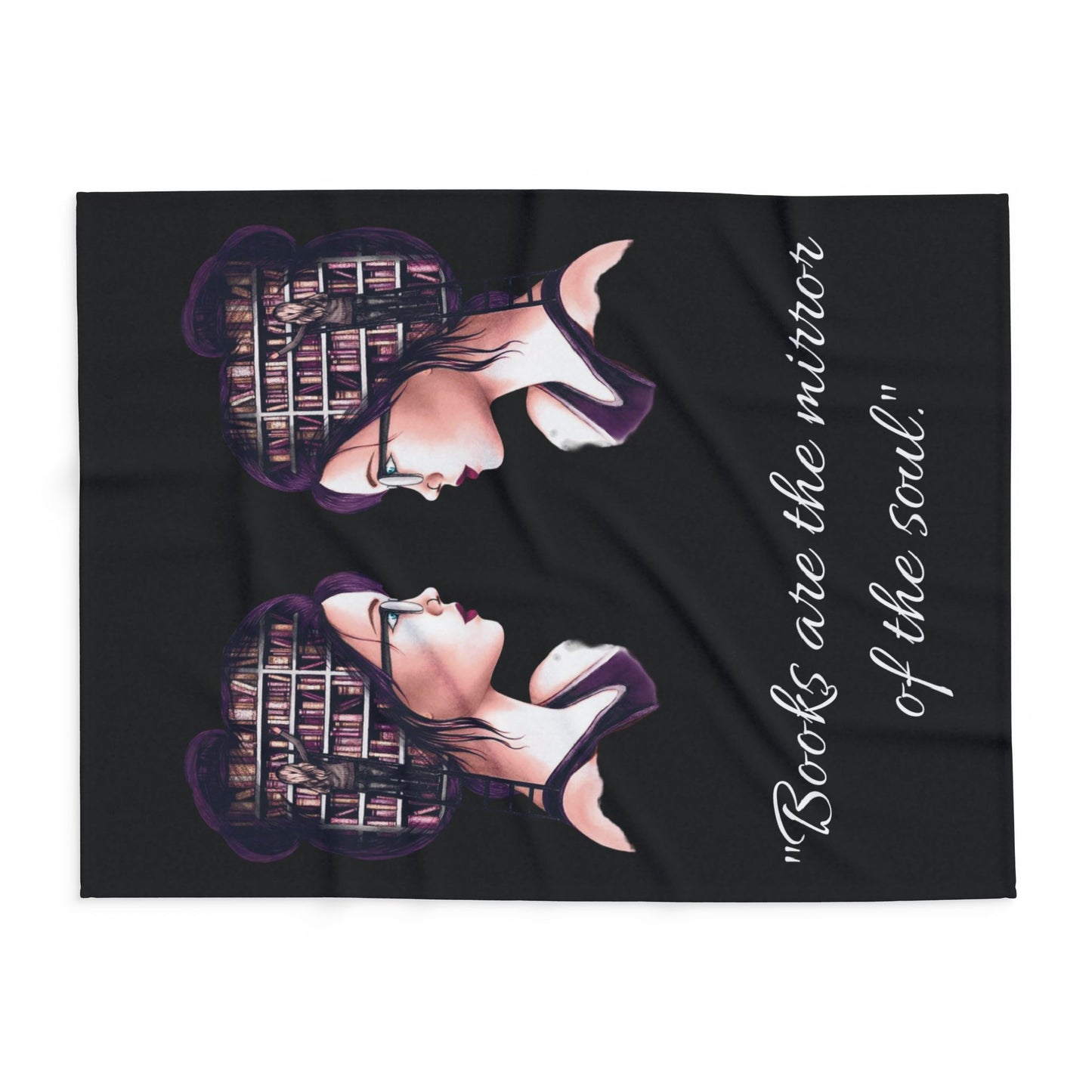 Fleece Blanket - Books Love Reading Mirror Into Soul Design