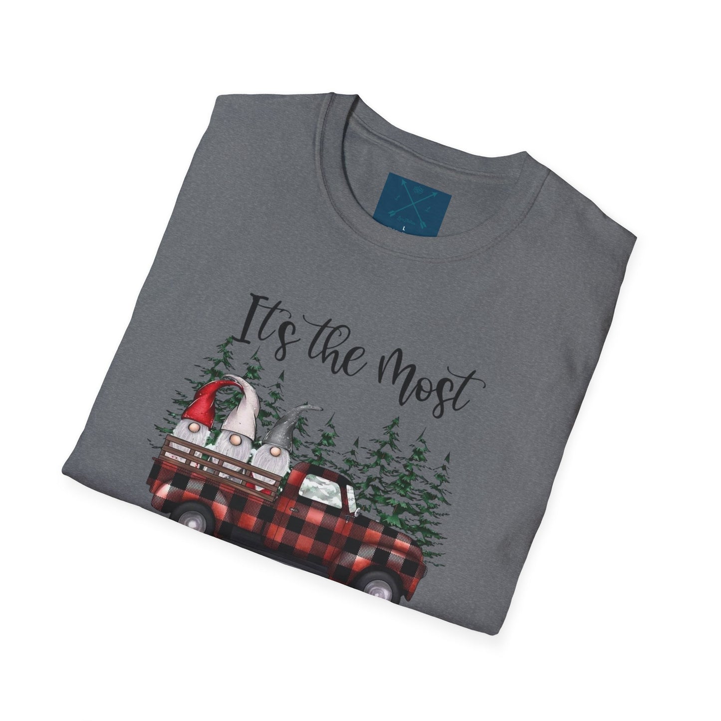 Christmas Gnome Unisex T-Shirt with Red Truck Design