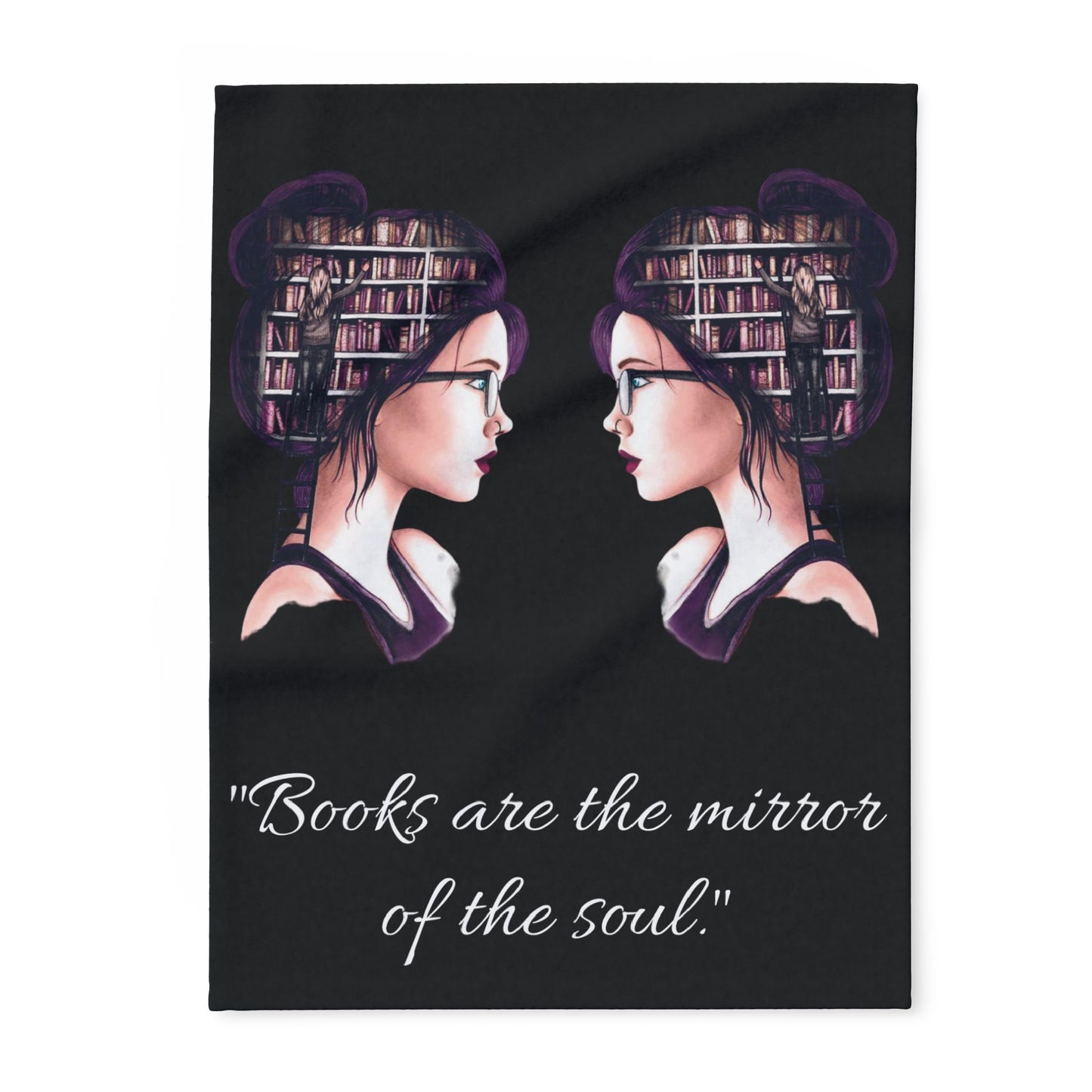 Fleece Blanket - Books Love Reading Mirror Into Soul Design