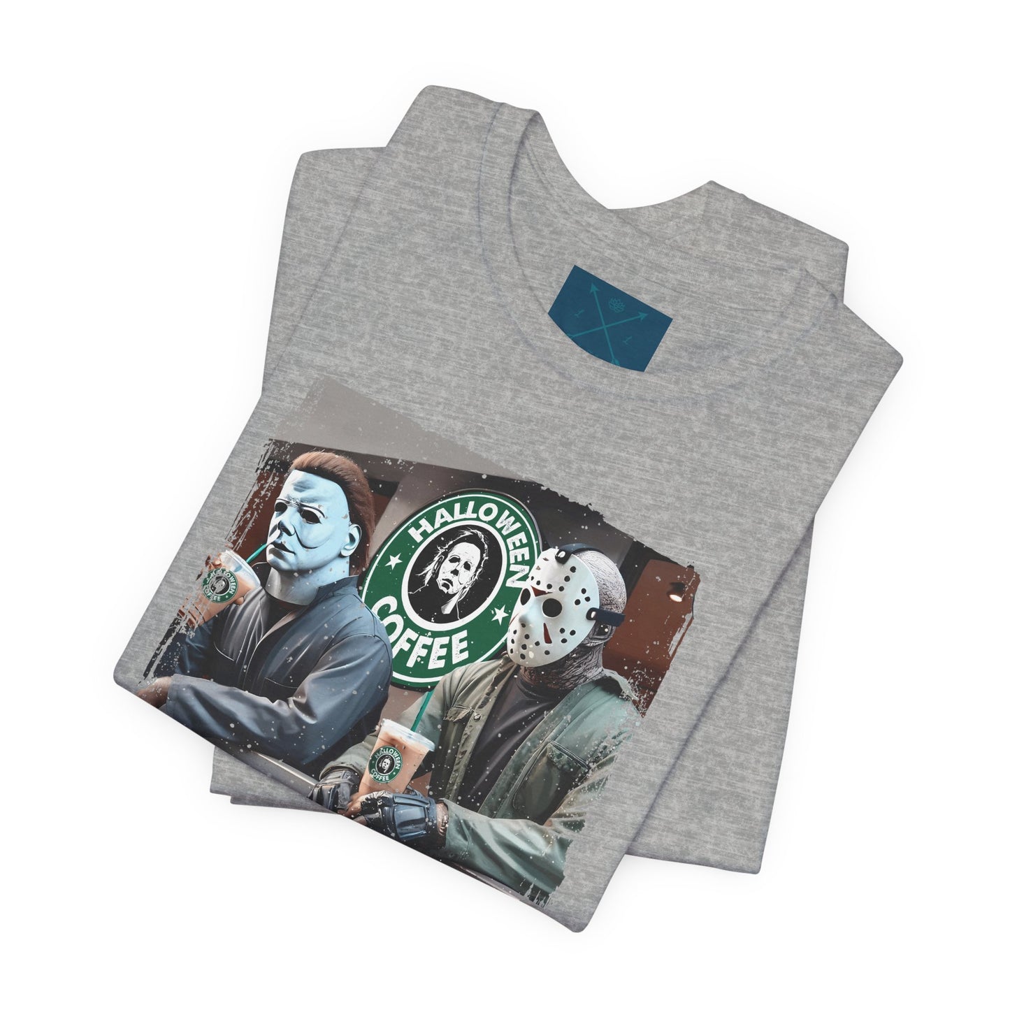 Halloween Horror Unisex Tee - Jason and Michael Myers Coffee Shirt