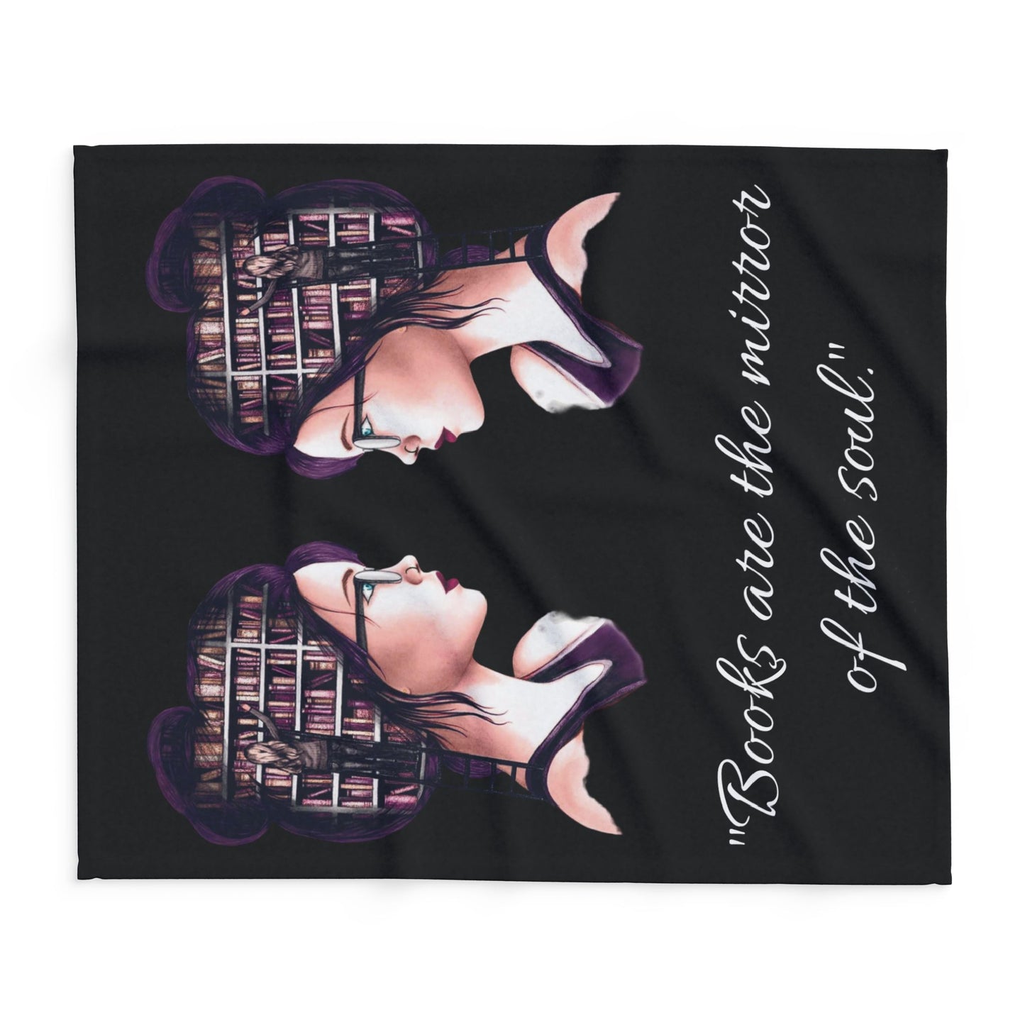 Fleece Blanket - Books Love Reading Mirror Into Soul Design