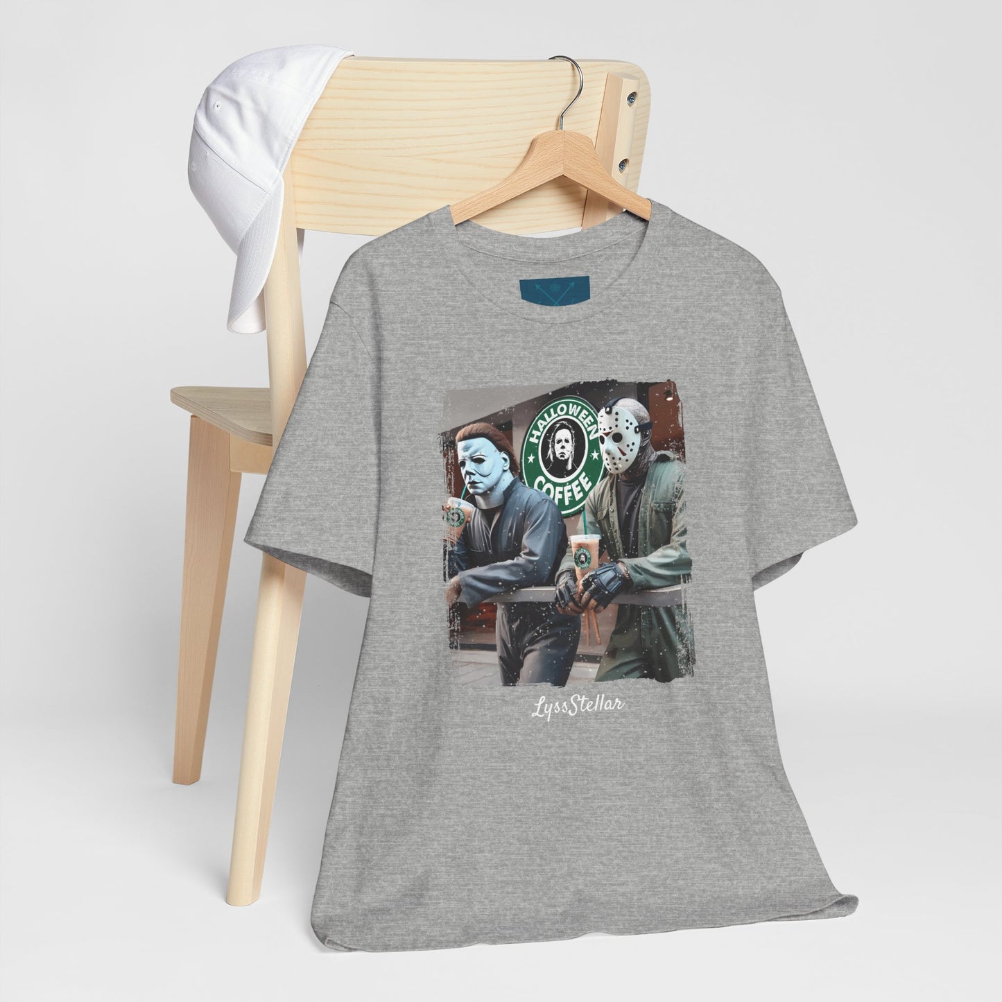 Halloween Horror Unisex Tee - Jason and Michael Myers Coffee Shirt