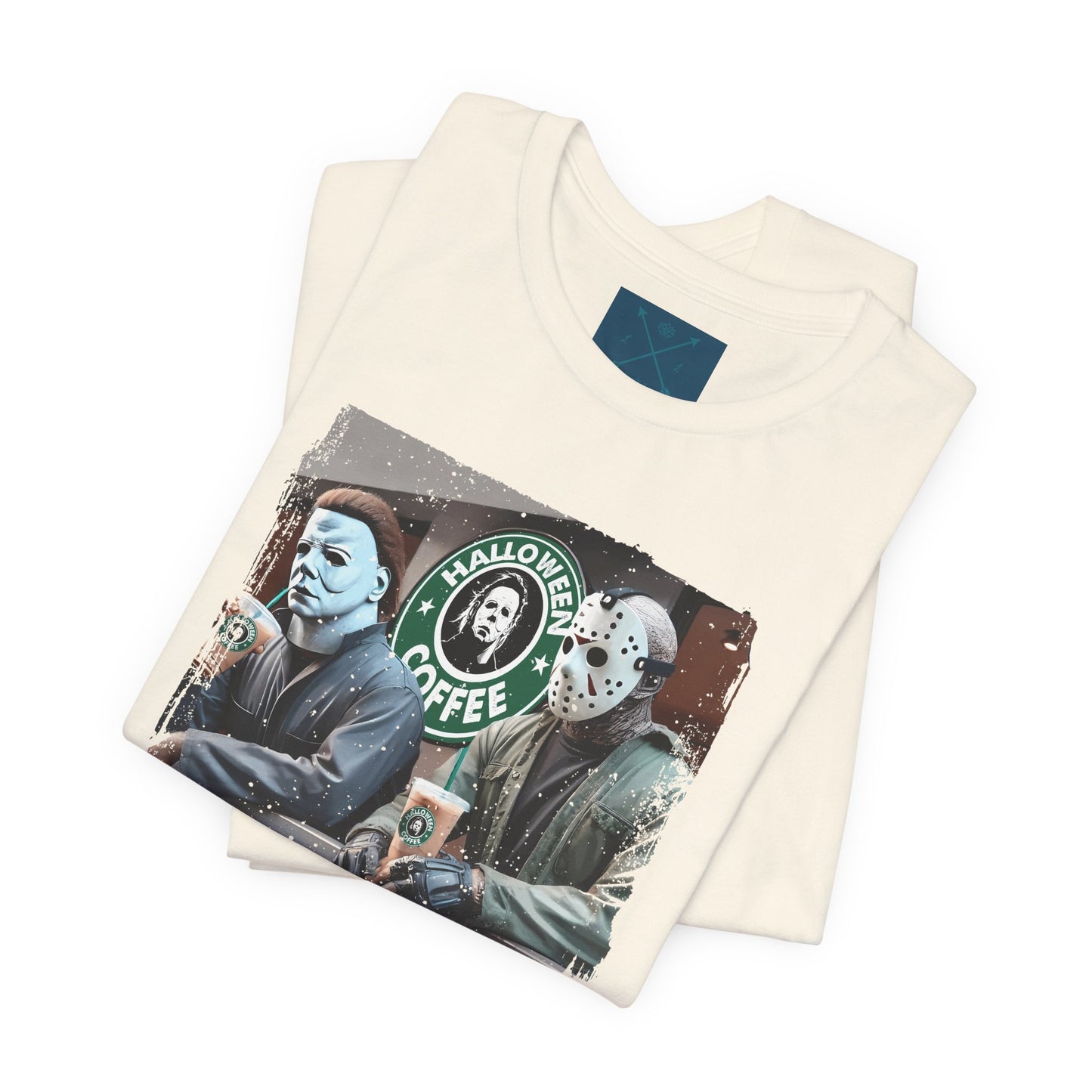 Halloween Horror Unisex Tee - Jason and Michael Myers Coffee Shirt