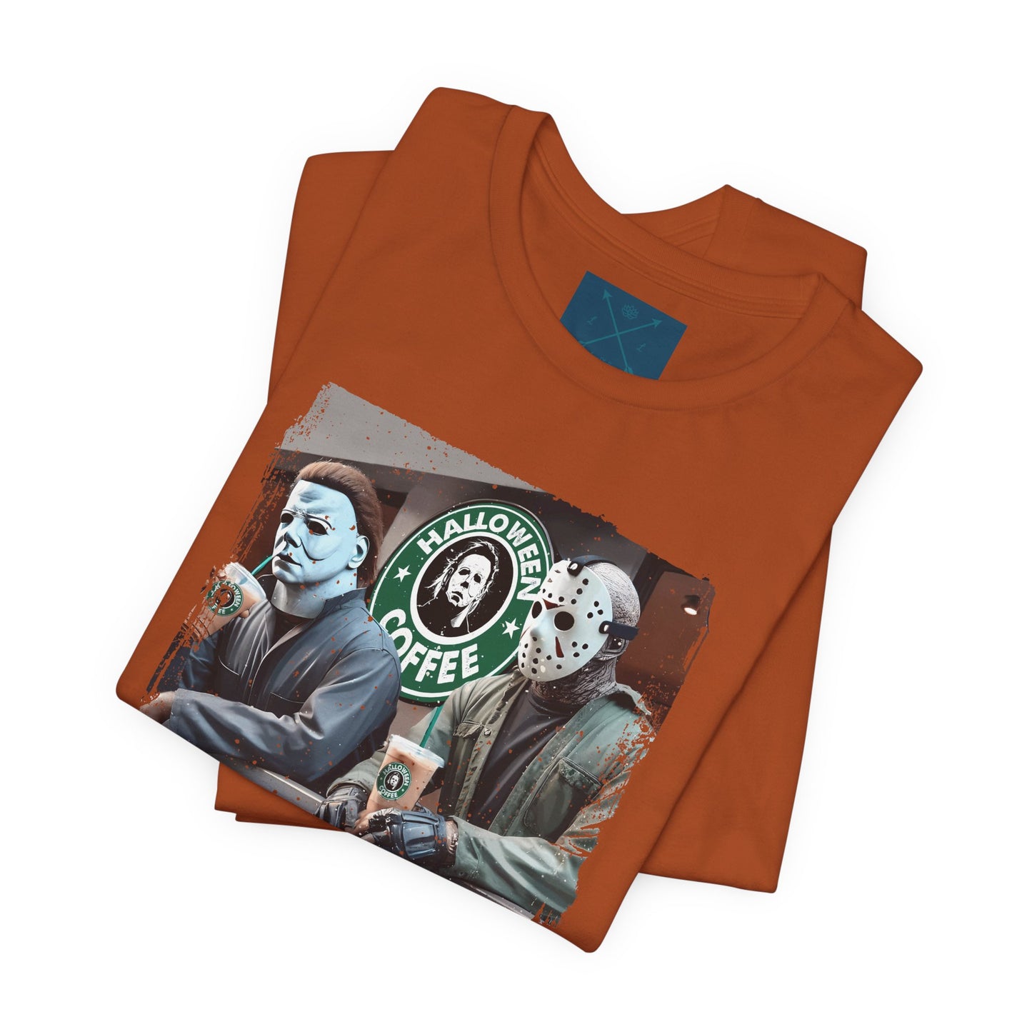 Halloween Horror Unisex Tee - Jason and Michael Myers Coffee Shirt