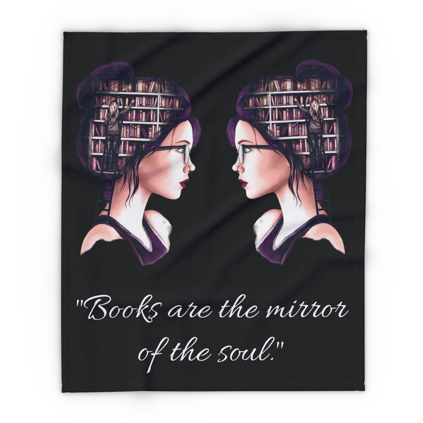 Fleece Blanket - Books Love Reading Mirror Into Soul Design