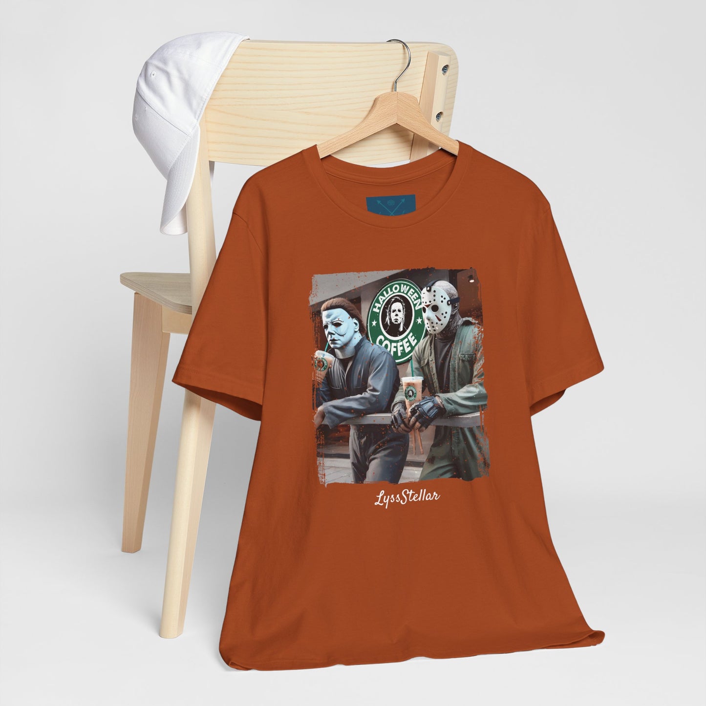 Halloween Horror Unisex Tee - Jason and Michael Myers Coffee Shirt