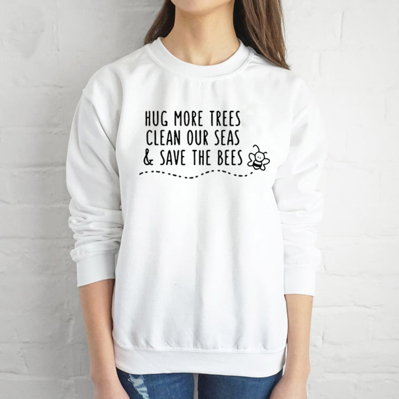 Four-Line Hoodie Letter Printed Sweater