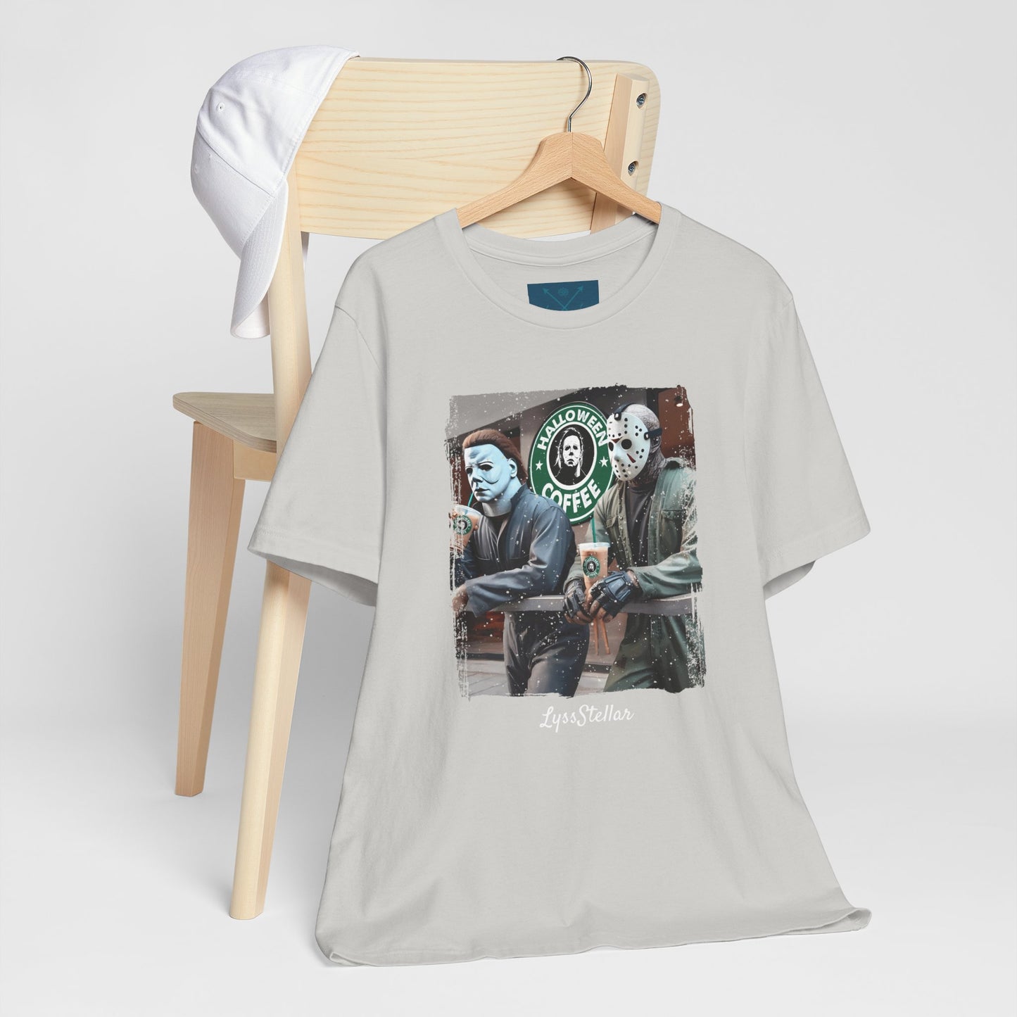 Halloween Horror Unisex Tee - Jason and Michael Myers Coffee Shirt