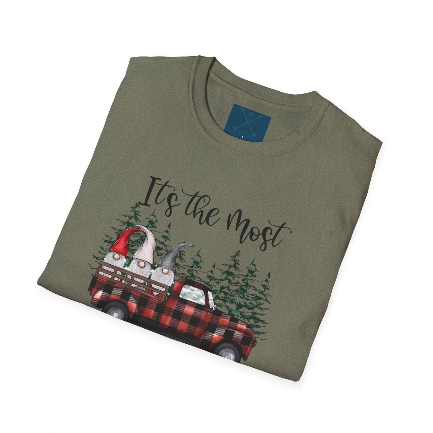 Christmas Gnome Unisex T-Shirt with Red Truck Design