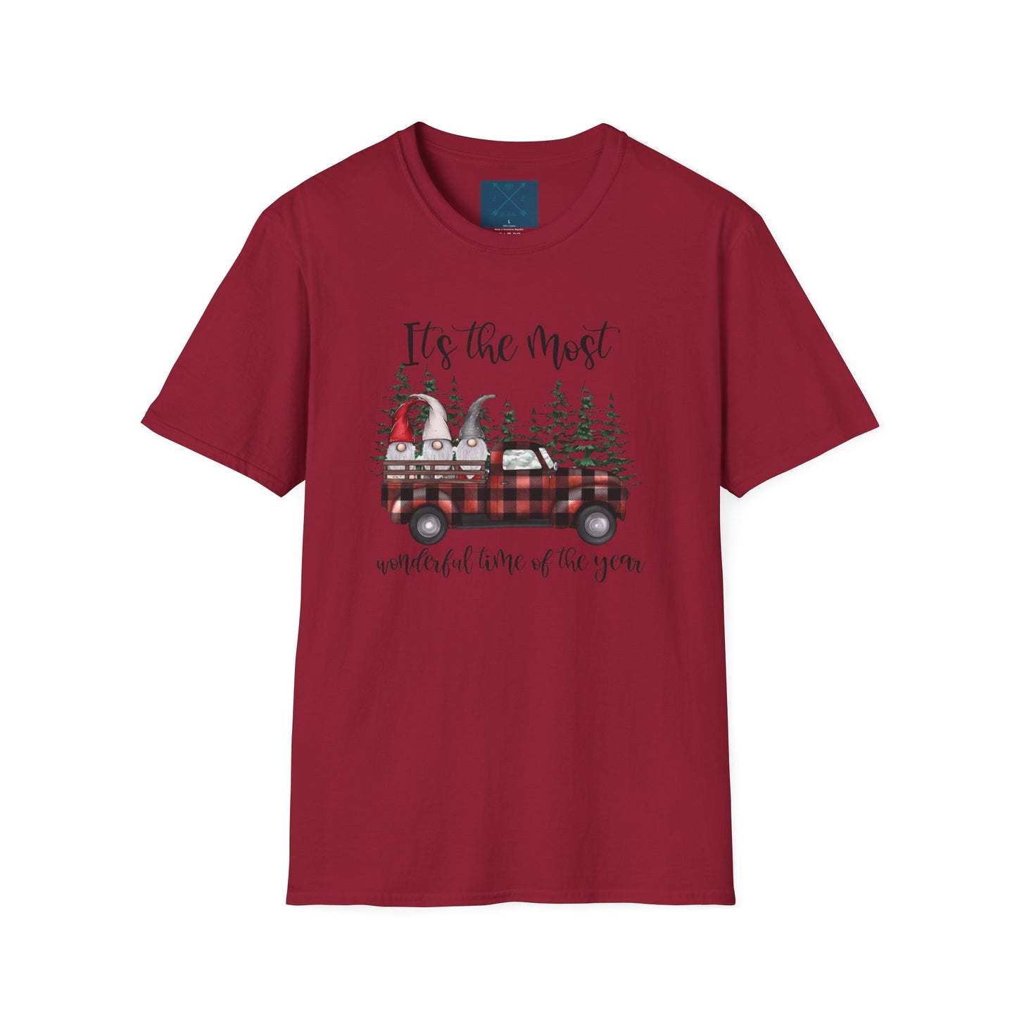 Christmas Gnome Unisex T-Shirt with Red Truck Design