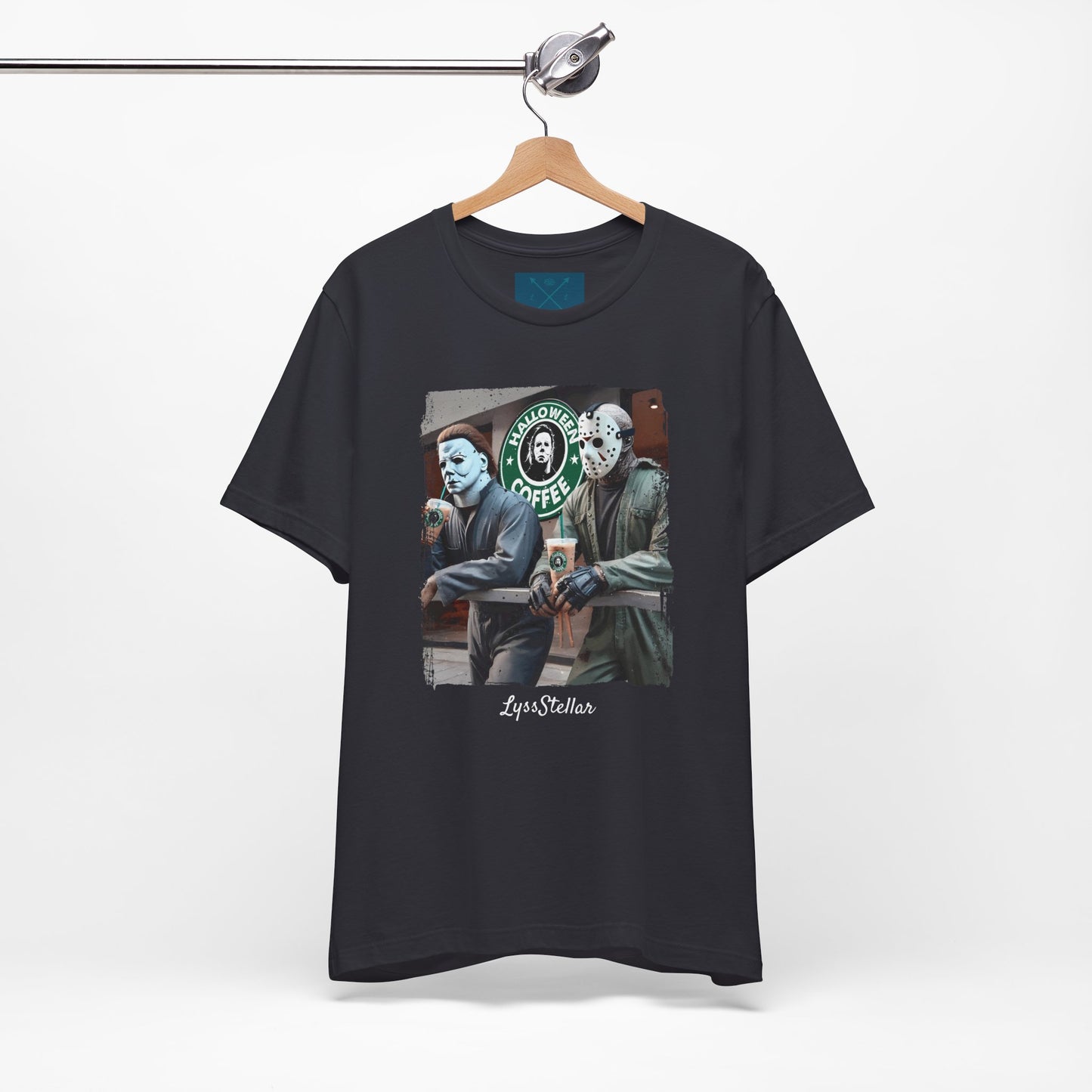 Halloween Horror Unisex Tee - Jason and Michael Myers Coffee Shirt