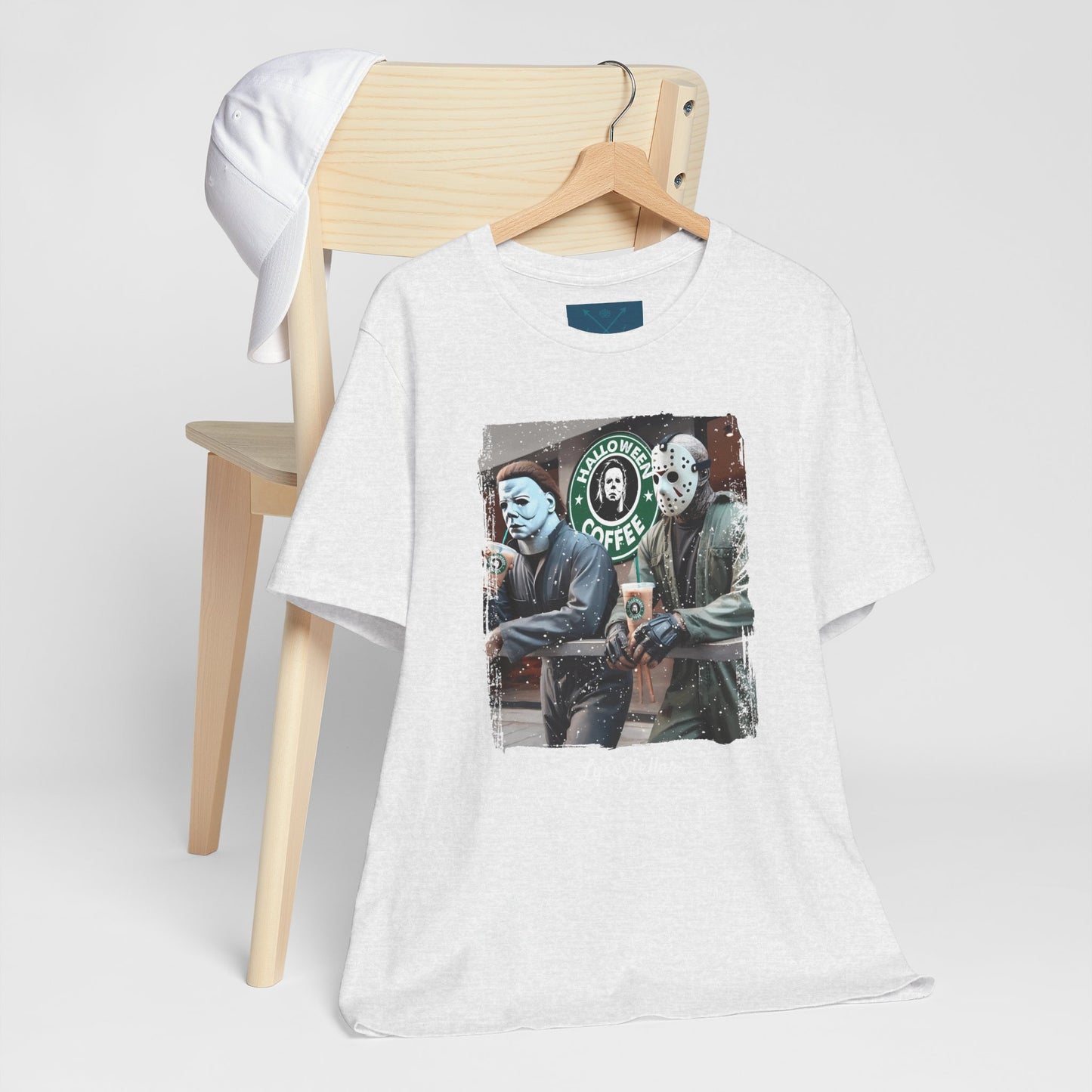 Halloween Horror Unisex Tee - Jason and Michael Myers Coffee Shirt