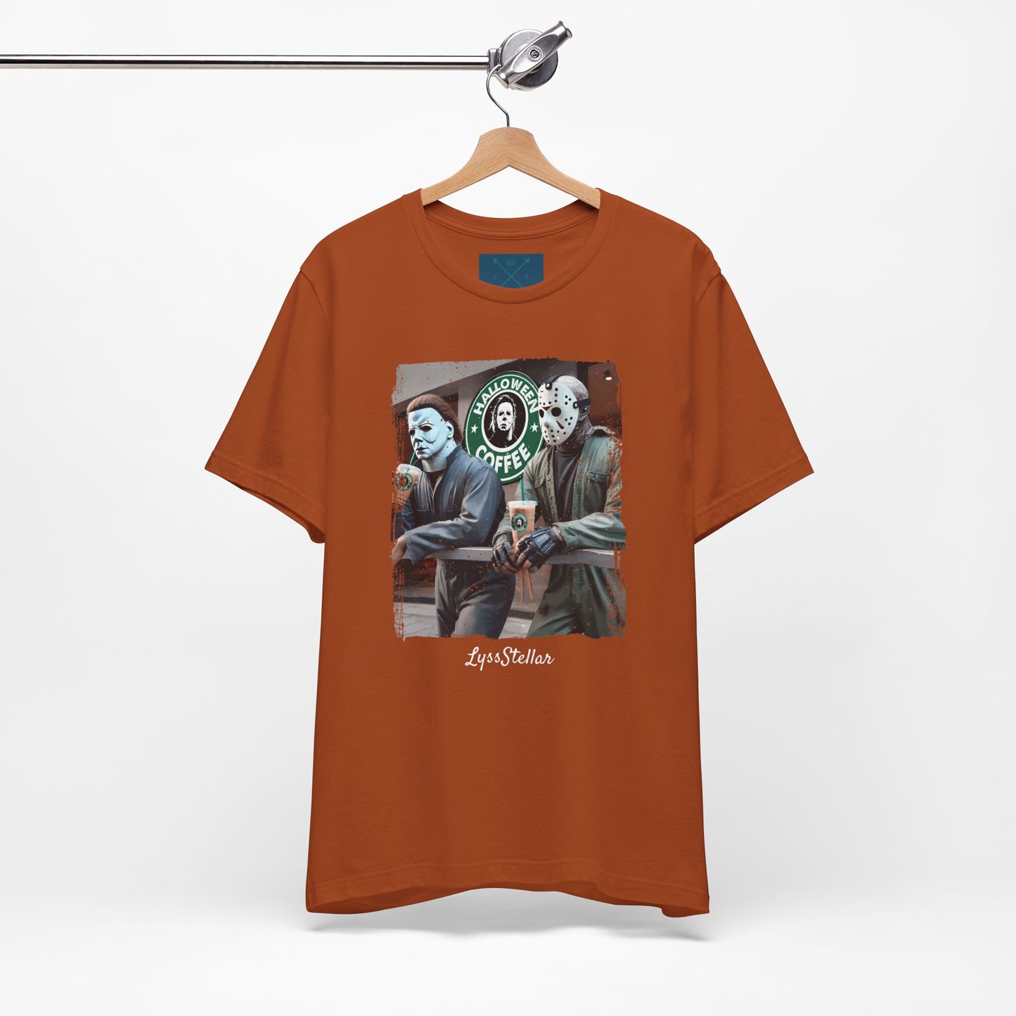 Halloween Horror Unisex Tee - Jason and Michael Myers Coffee Shirt