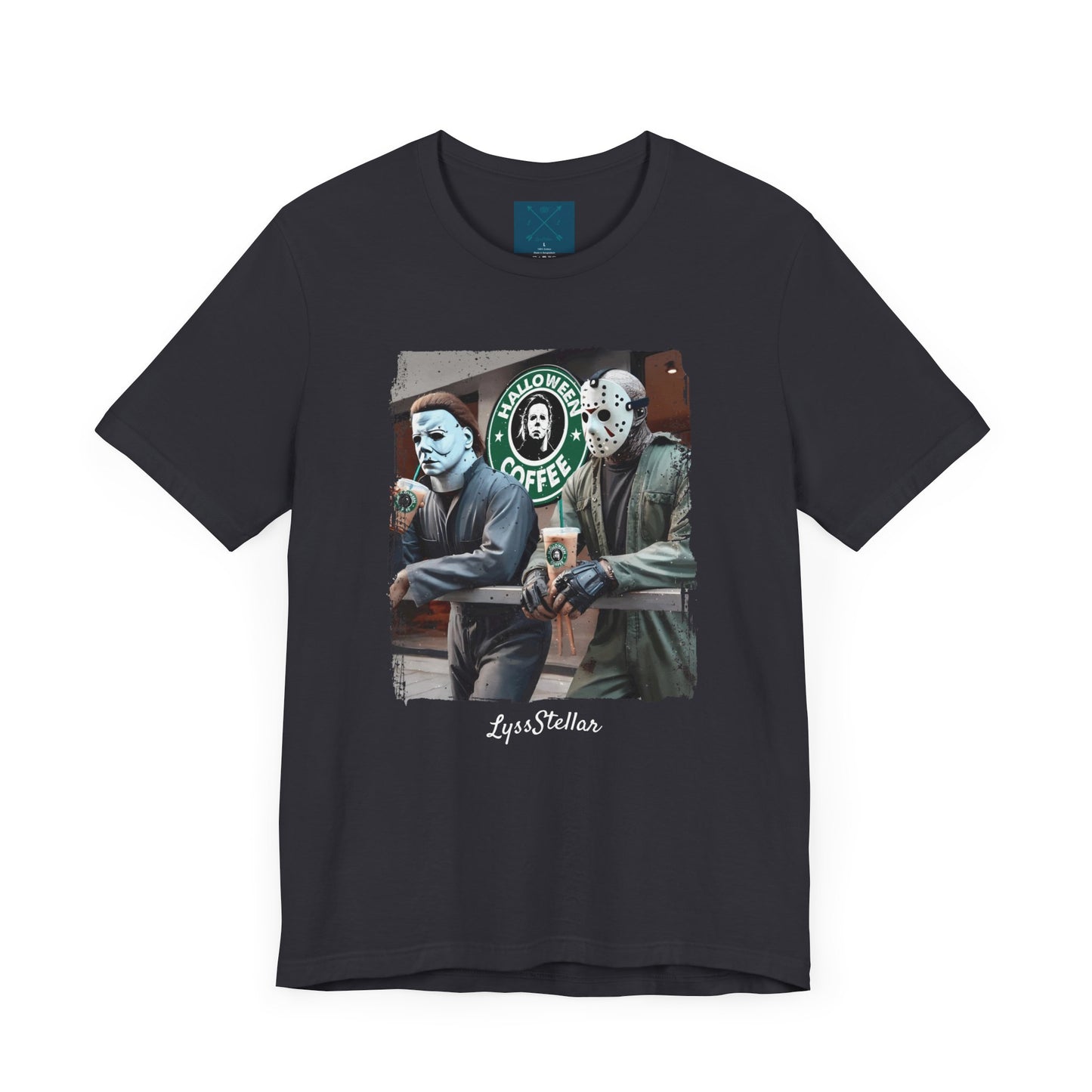 Halloween Horror Unisex Tee - Jason and Michael Myers Coffee Shirt