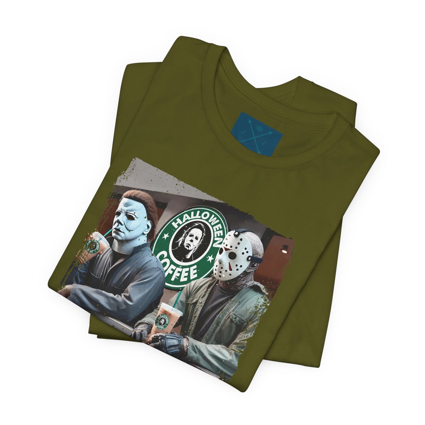 Halloween Horror Unisex Tee - Jason and Michael Myers Coffee Shirt