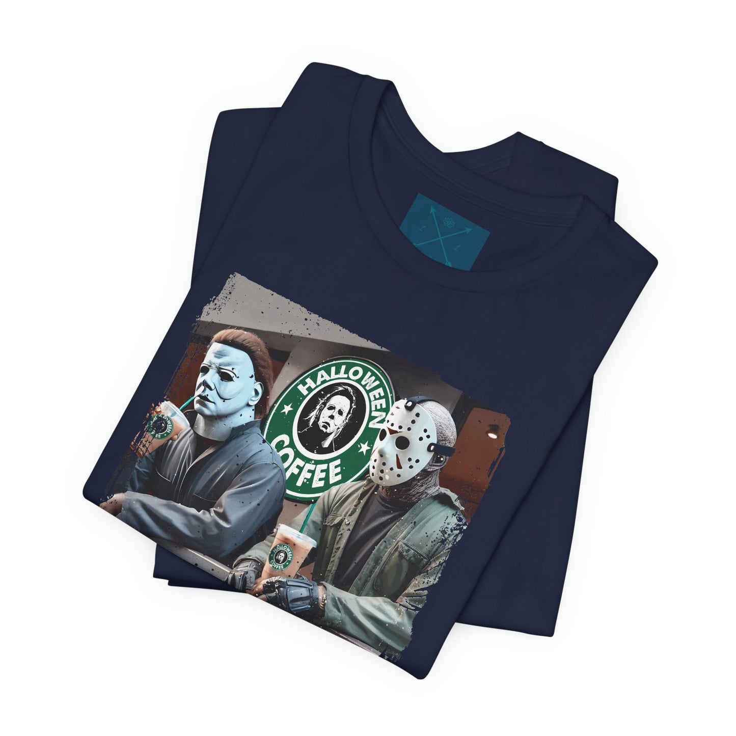 Halloween Horror Unisex Tee - Jason and Michael Myers Coffee Shirt