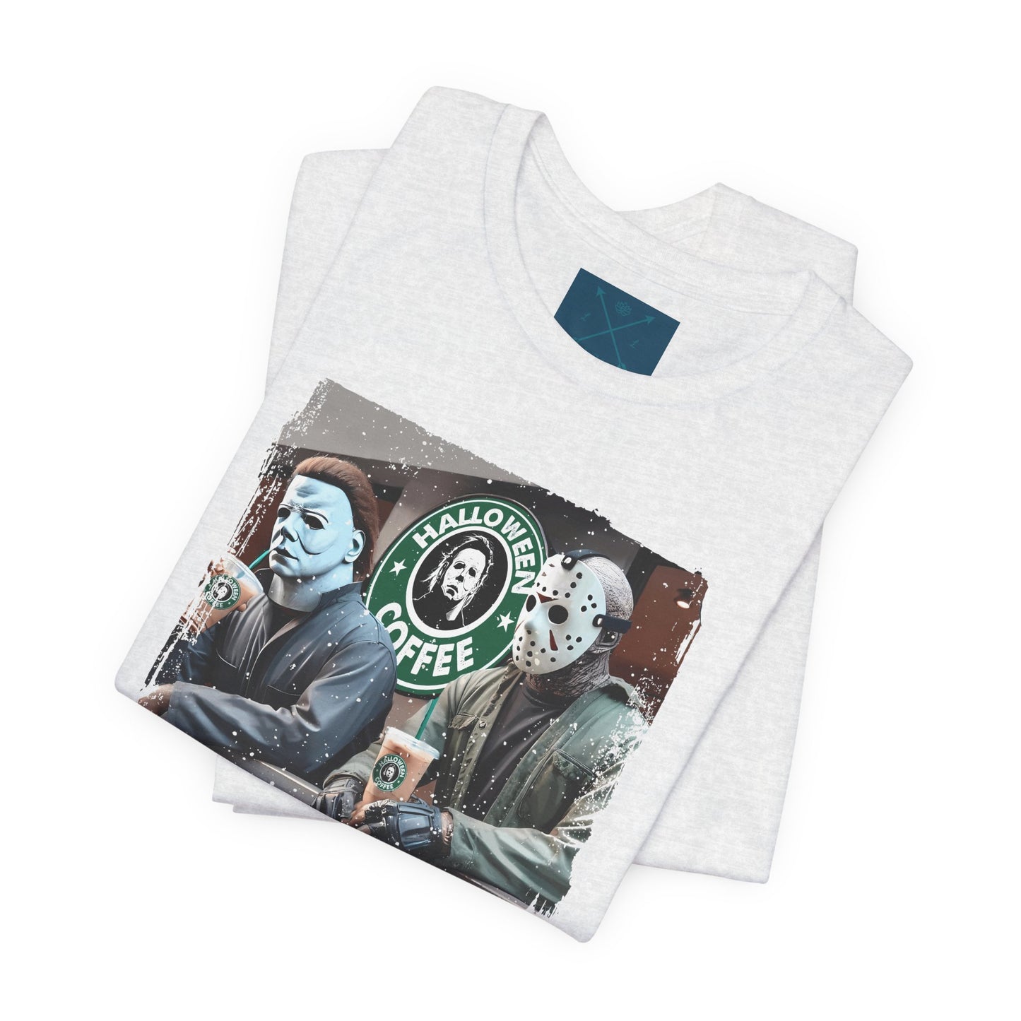 Halloween Horror Unisex Tee - Jason and Michael Myers Coffee Shirt