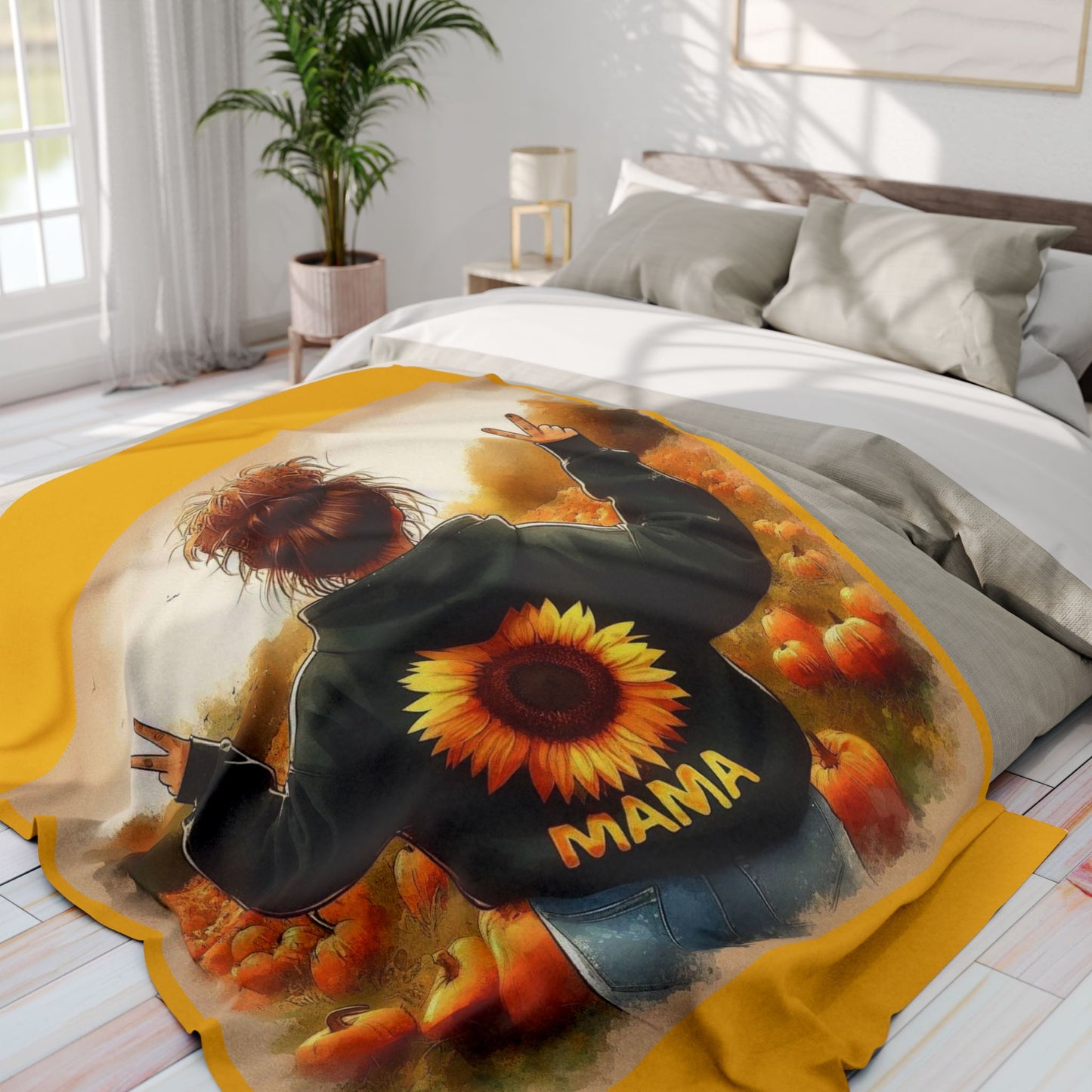 Mama Sunflower Arctic Fleece Blanket