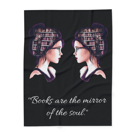 Fleece Blanket - Books Love Reading Mirror Into Soul Design