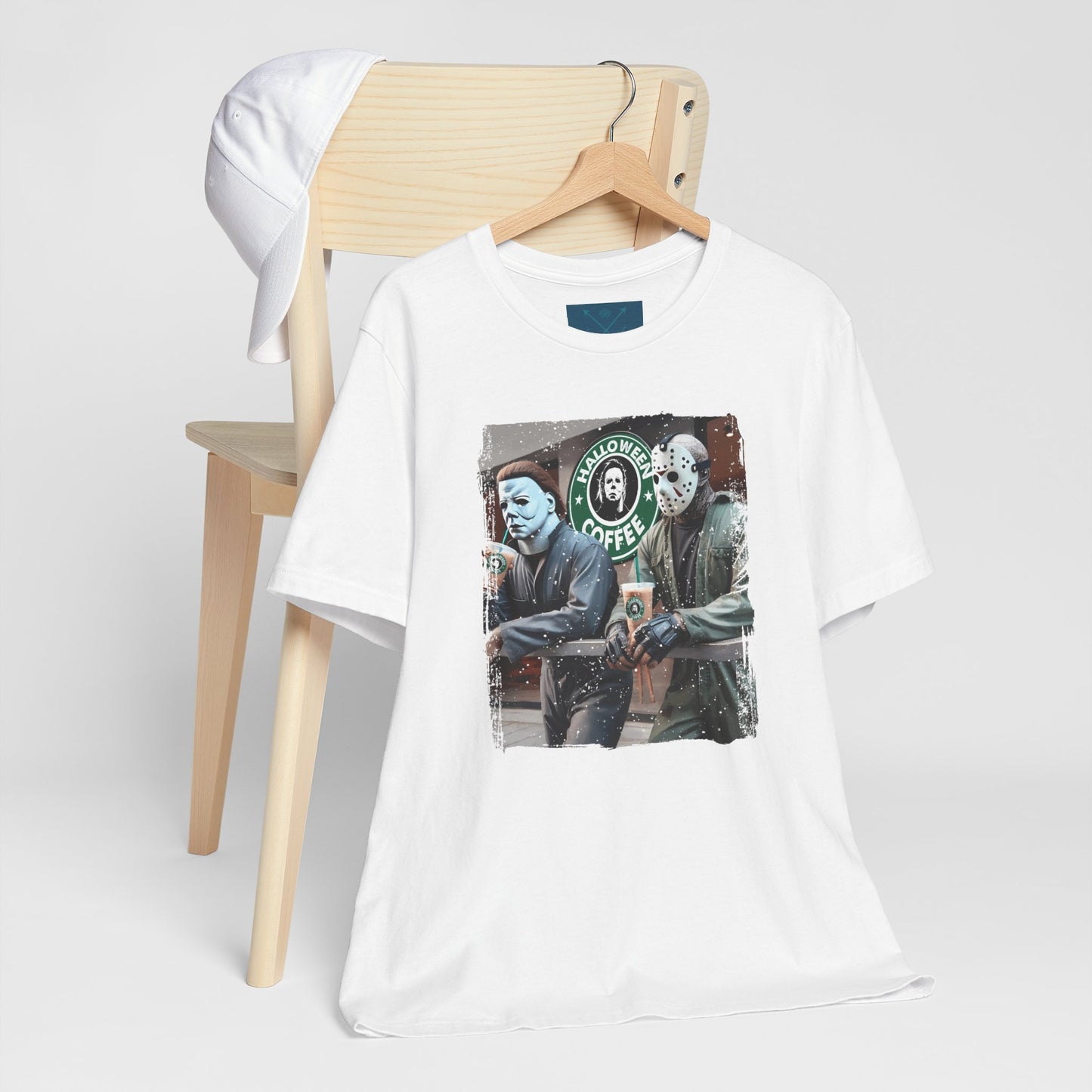 Halloween Horror Unisex Tee - Jason and Michael Myers Coffee Shirt