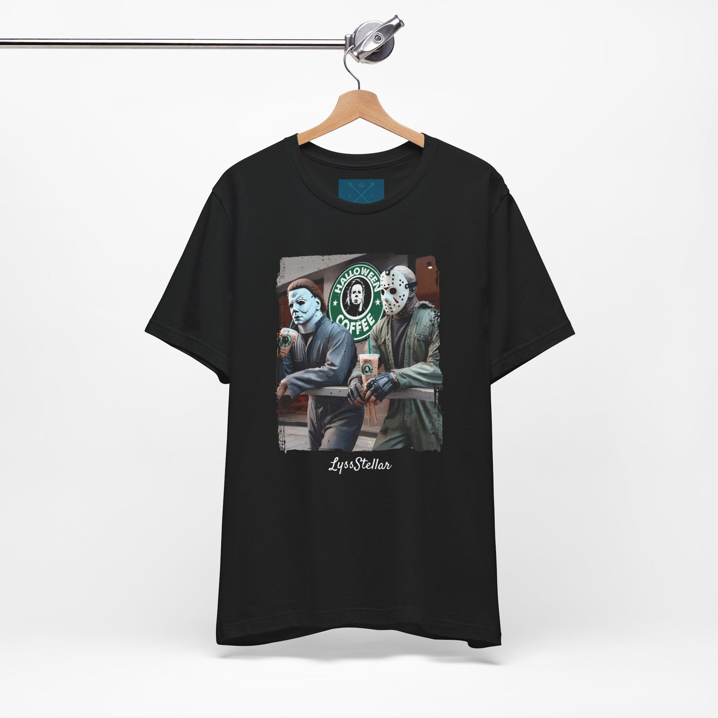 Halloween Horror Unisex Tee - Jason and Michael Myers Coffee Shirt