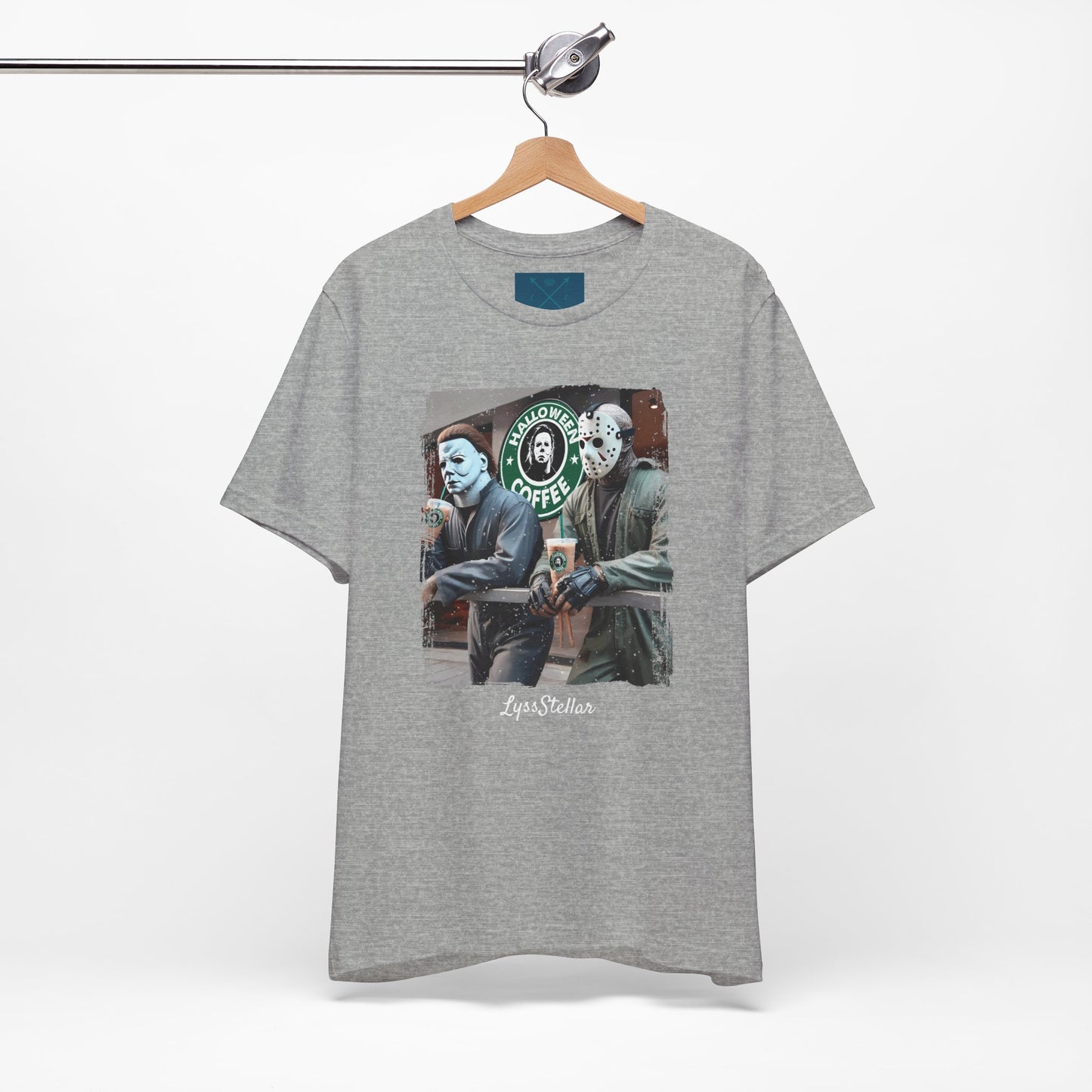 Halloween Horror Unisex Tee - Jason and Michael Myers Coffee Shirt