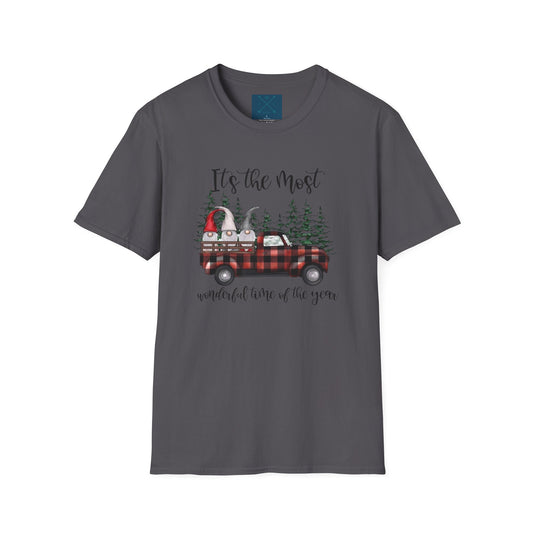 Christmas Gnome Unisex T-Shirt with Red Truck Design